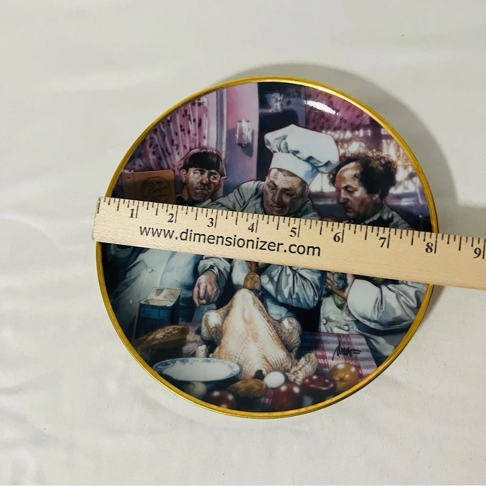 The Three Stooges 1994 Fine Porcelain Plate The Cooking Lesson # X8223 EUC